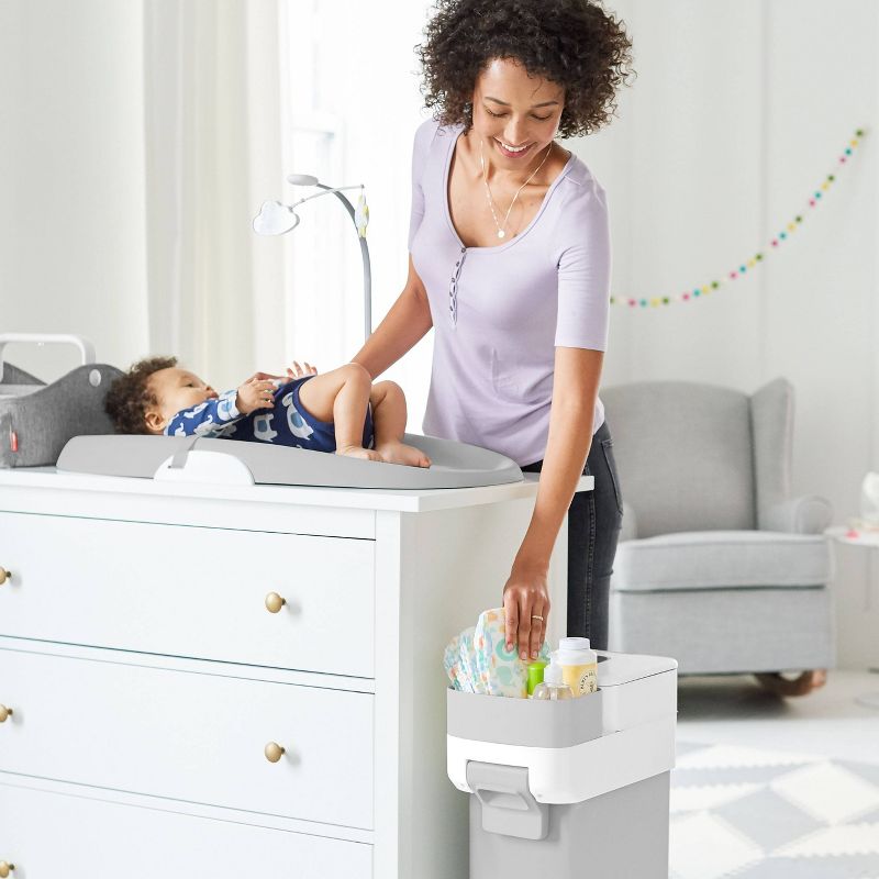 Skip Hop Nursery Style Steel Diaper Pail - Gray/White