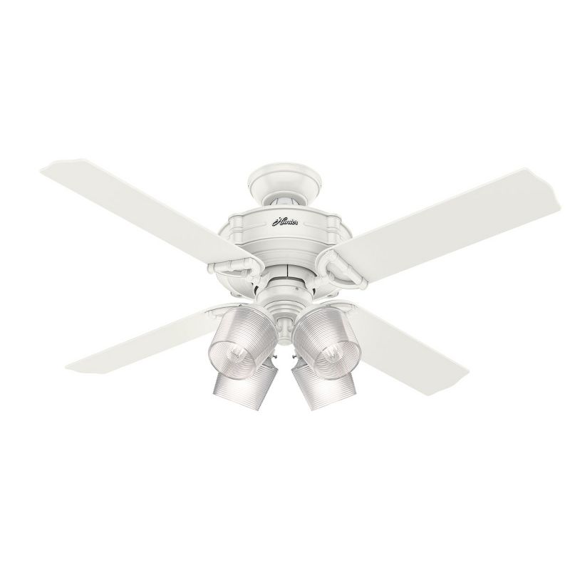 Hunter Fan Company 54184 Brunswick 52 Inch Fresh White Ceiling Fan with Light Kit and 4 Fresh White/Grey Oak Reversible Blades