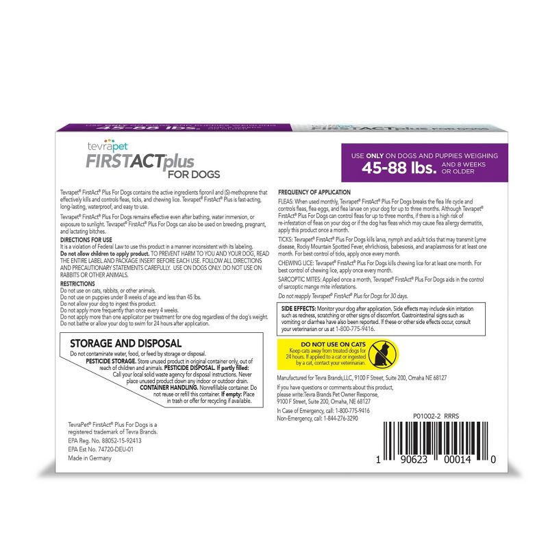 Tevra Pet FirstAct Plus Dog Insect Treatment - 3 Dose