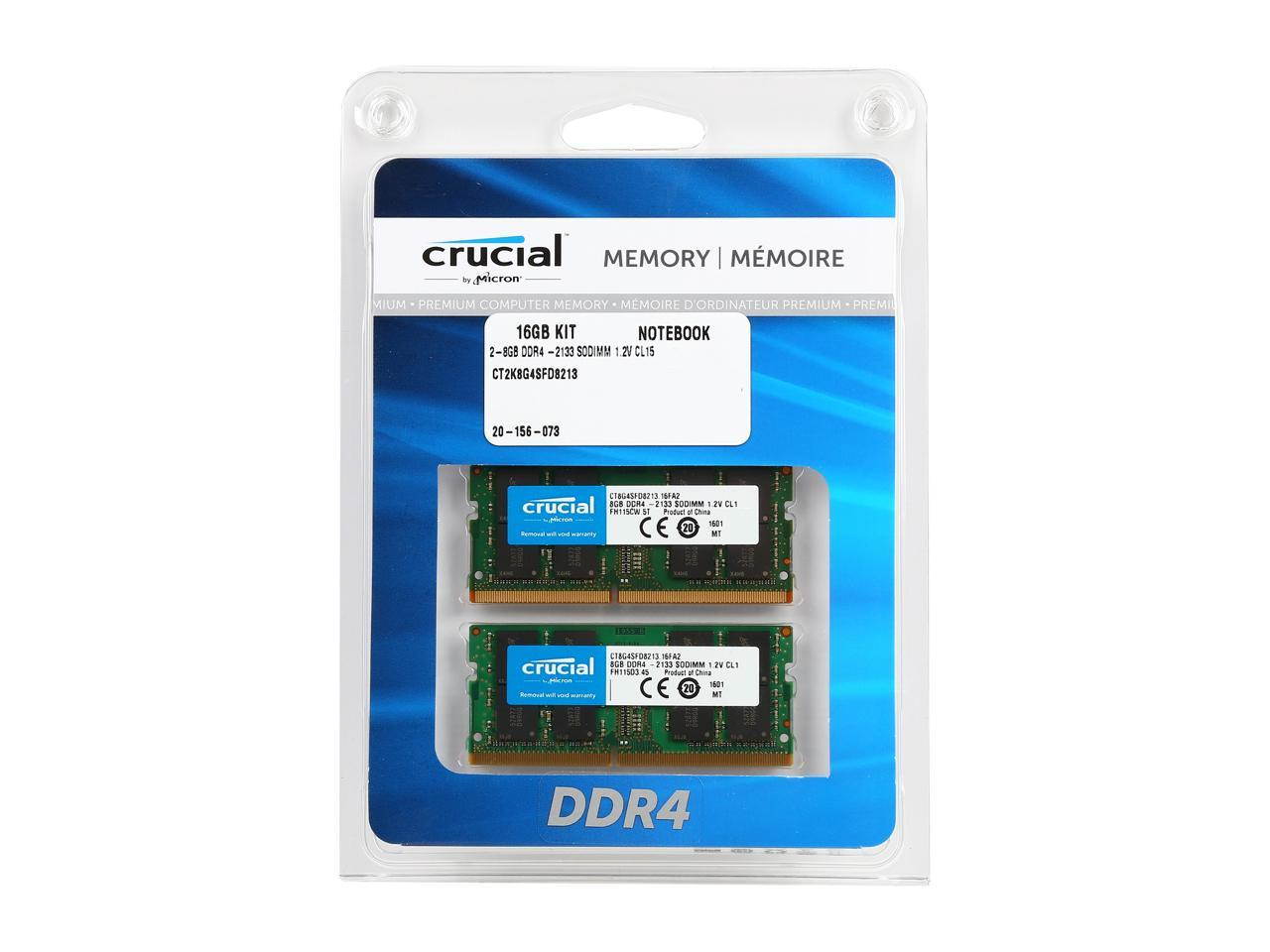 Crucial 32GB (2 x 16GB) 260-Pin DDR4 SO-DIMM DDR4 2133 (PC4 17000) Laptop Memory Model CT2K16G4SFD8213