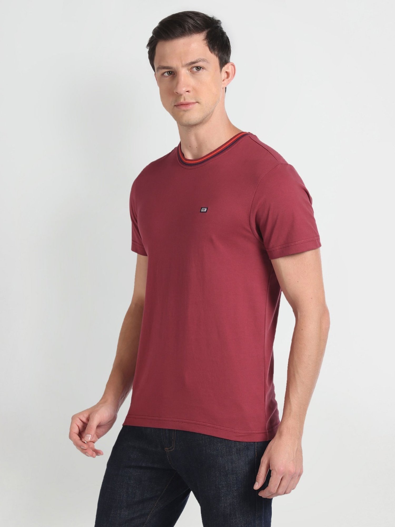 Arrow Sport Red Cotton Regular Fit T-Shirt