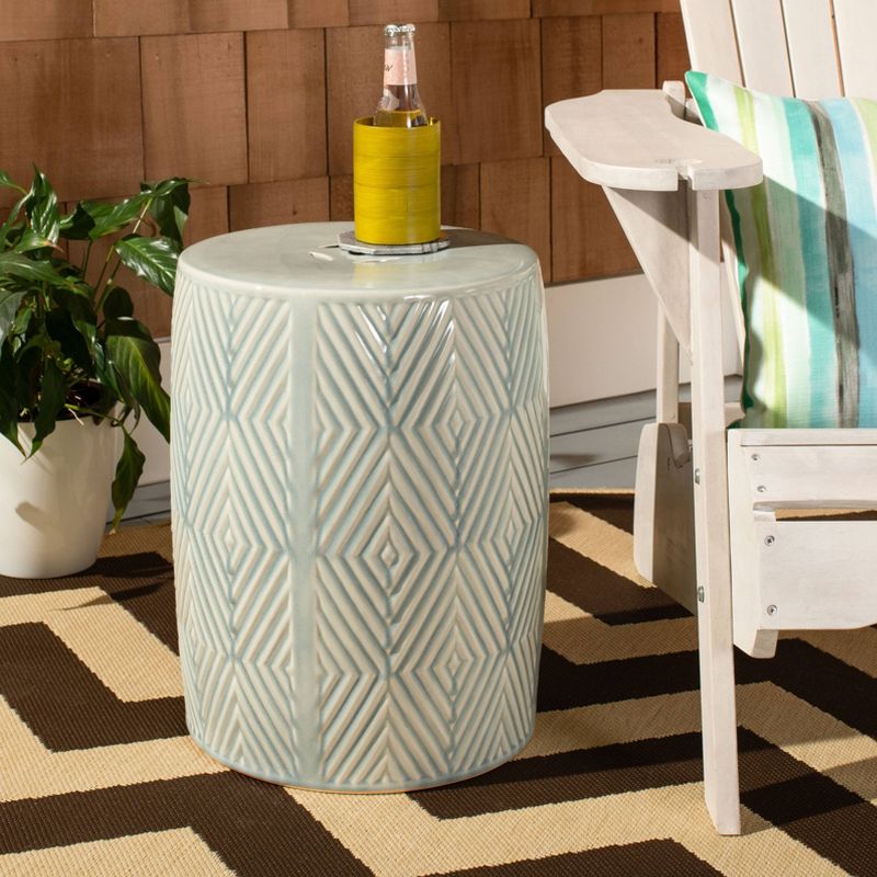 Avila Marble Garden Stool - Dark Gray Marble - Safavieh
