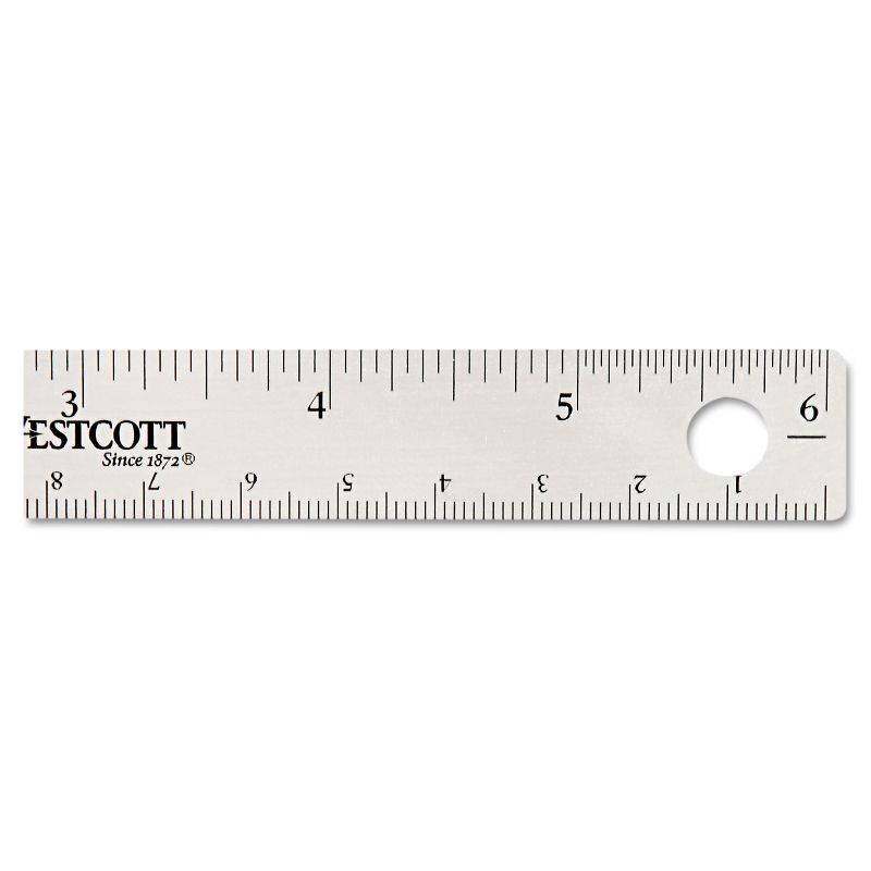 Westcott Stainless Steel Office Ruler With Non Slip Cork Base 6" 10414