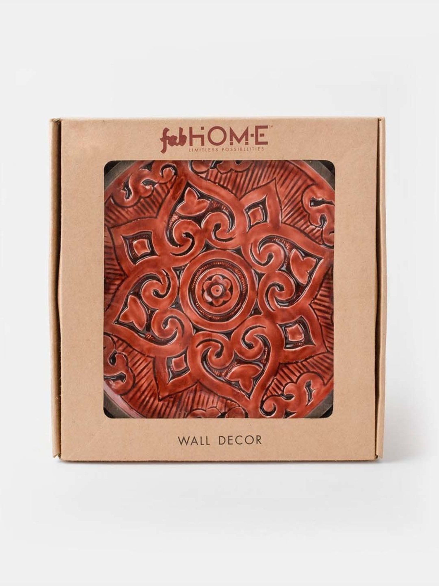 Fabindia Home Gulmohar Orange Wood Hand Carved Wall Plate