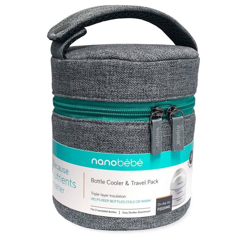Nanobebe Compact Triple-Insulated Bottle Cooler & Travel Bag with Ice Pack - Gray - 30qt