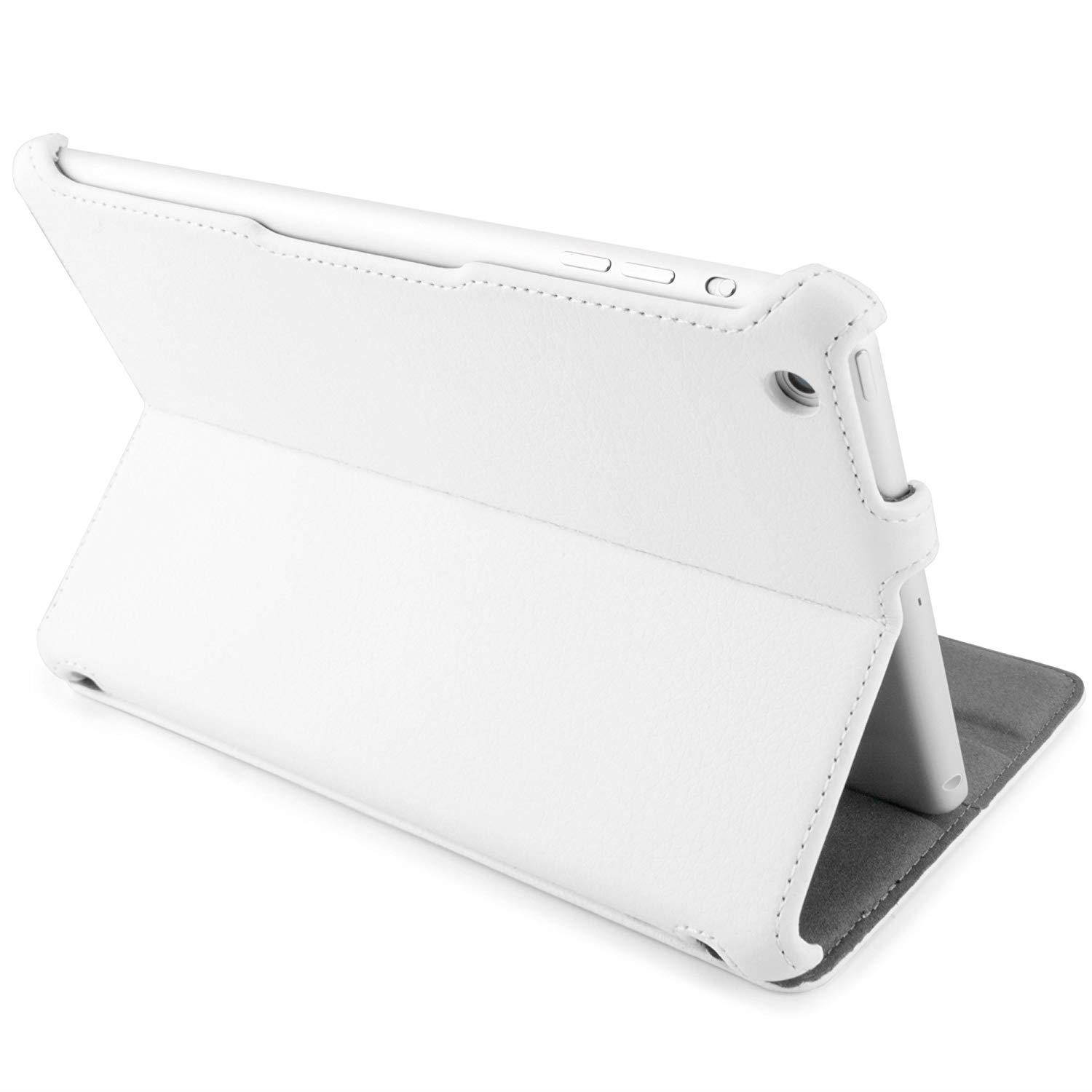 iPad mini 1st Gen Case, BoxWave [Leather Book Jacket] Protective Synthetic Leather Folding Folio Cover for Apple iPad mini 1st Gen, 3, with Retina display - Winter White