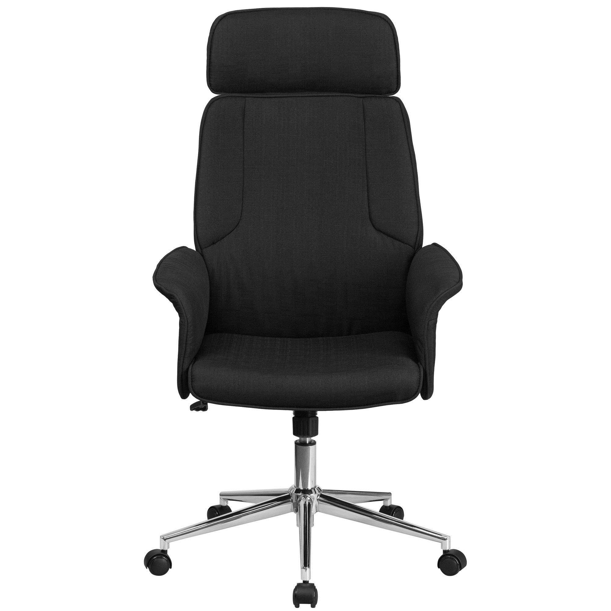 HERCULES Series Big & Tall 400 lb. Rated Black Fabric Ergonomic Task Office Chair with Line Stitching and Adjustable Arms
