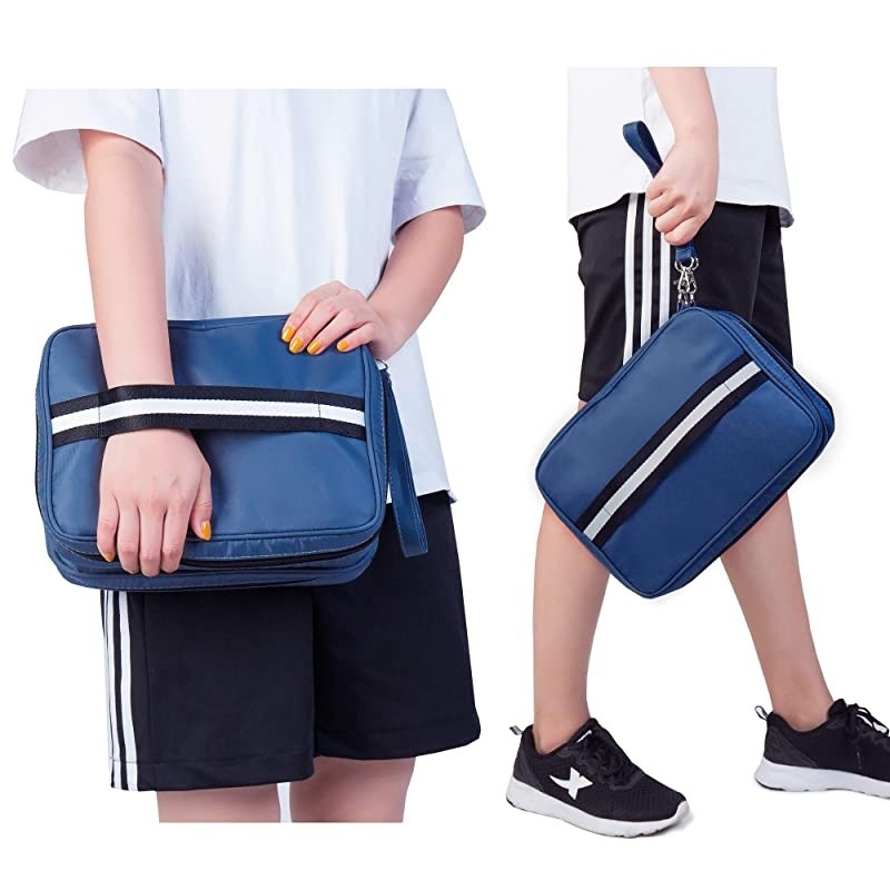 Electronic Organizer Double Layer Detachable Universal Waterproof Travel Cable Case Cord Accessories Storage Bag for Cable iPad Phone Charger USB SD Card Blue