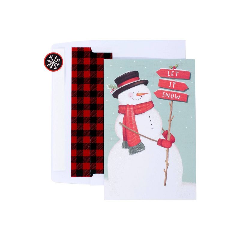 Carlton Card 40ct Snowman with Mint Background Boxed Cards