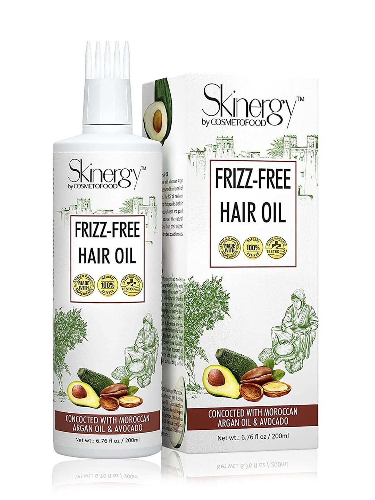 Cosmetofood Skinergy Frizz-free hair oil with Moroccan Argan oil & Avocado - 200 ml