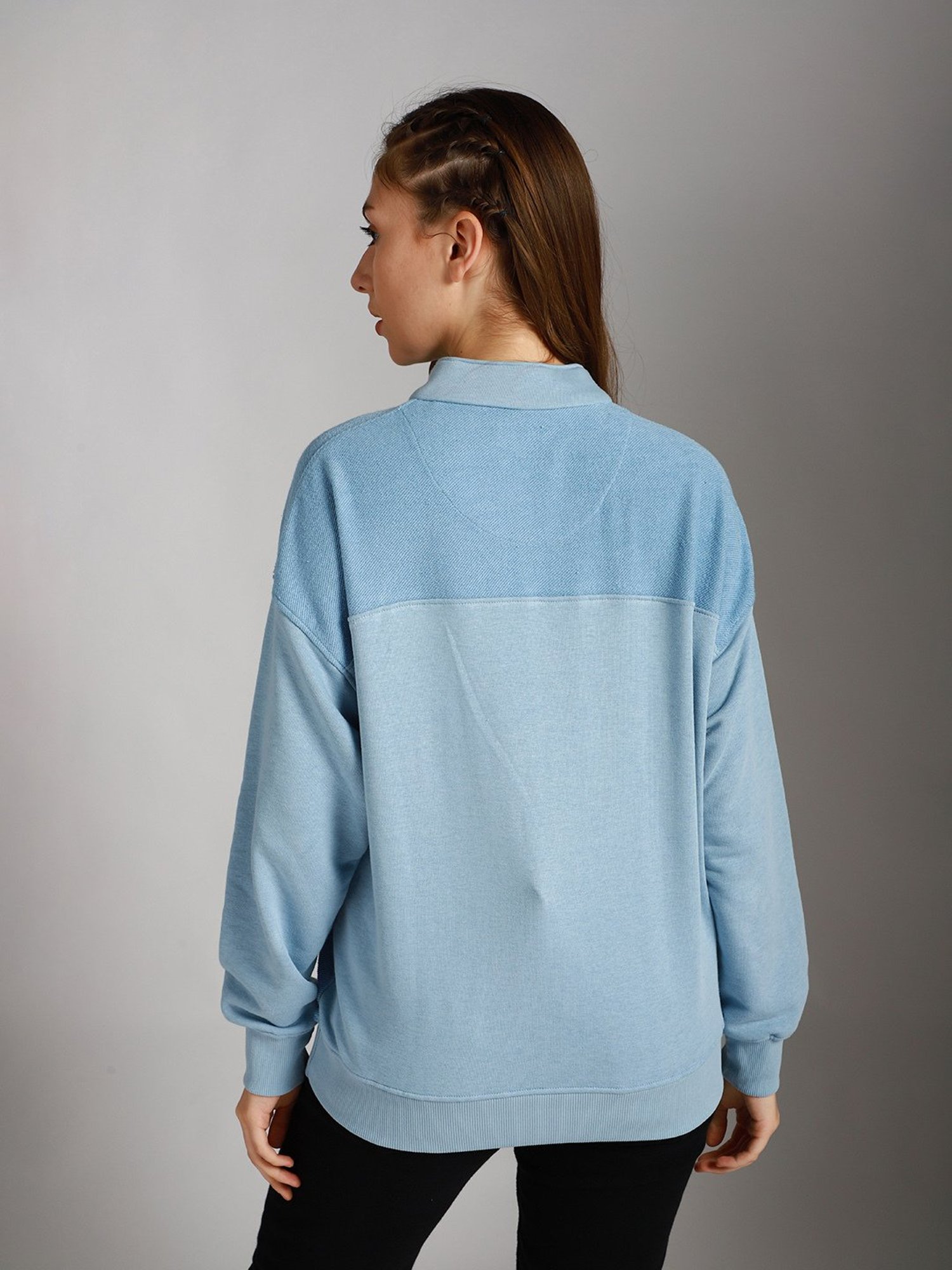 High Star Blue Cotton Regular Fit Sweatshirt