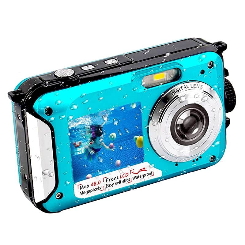 Camera FHD 2.7K 48 MP Waterproof Digital Camera Selfie Dual Screen Full-Color LCD Displays Waterproof Digital Camera for Snorkeling (806BC)
