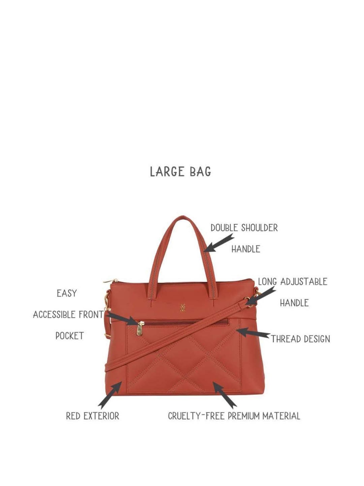 Baggit Orange Quilted Medium Handbag