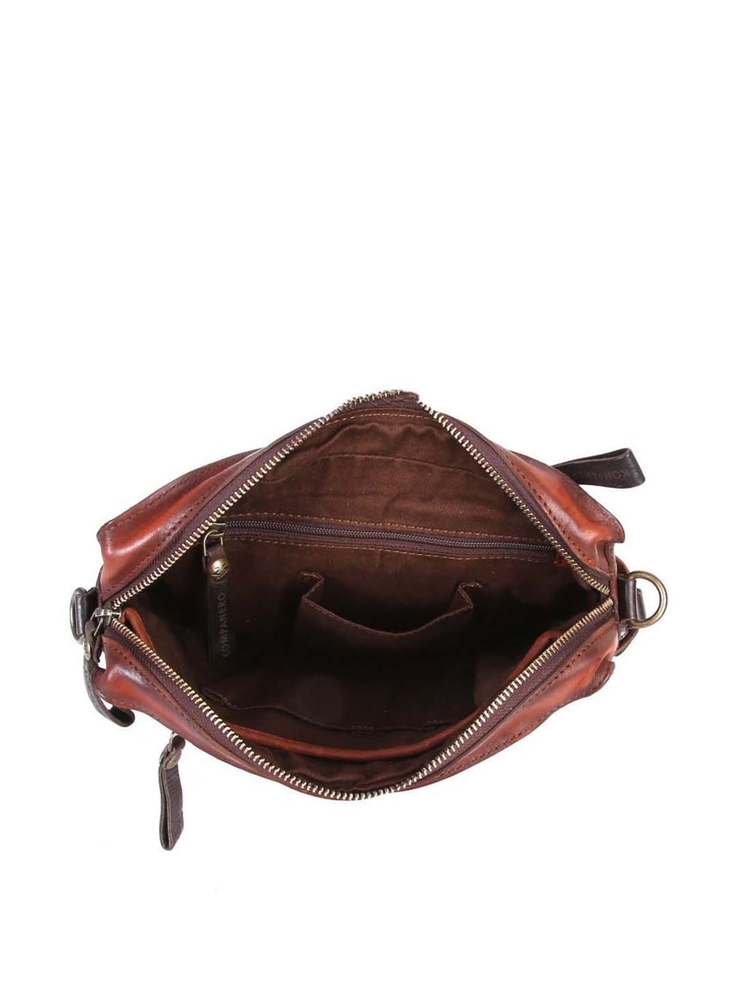 HiLEDER Brown Textured Small Leather 12 inch Cross Body Bag