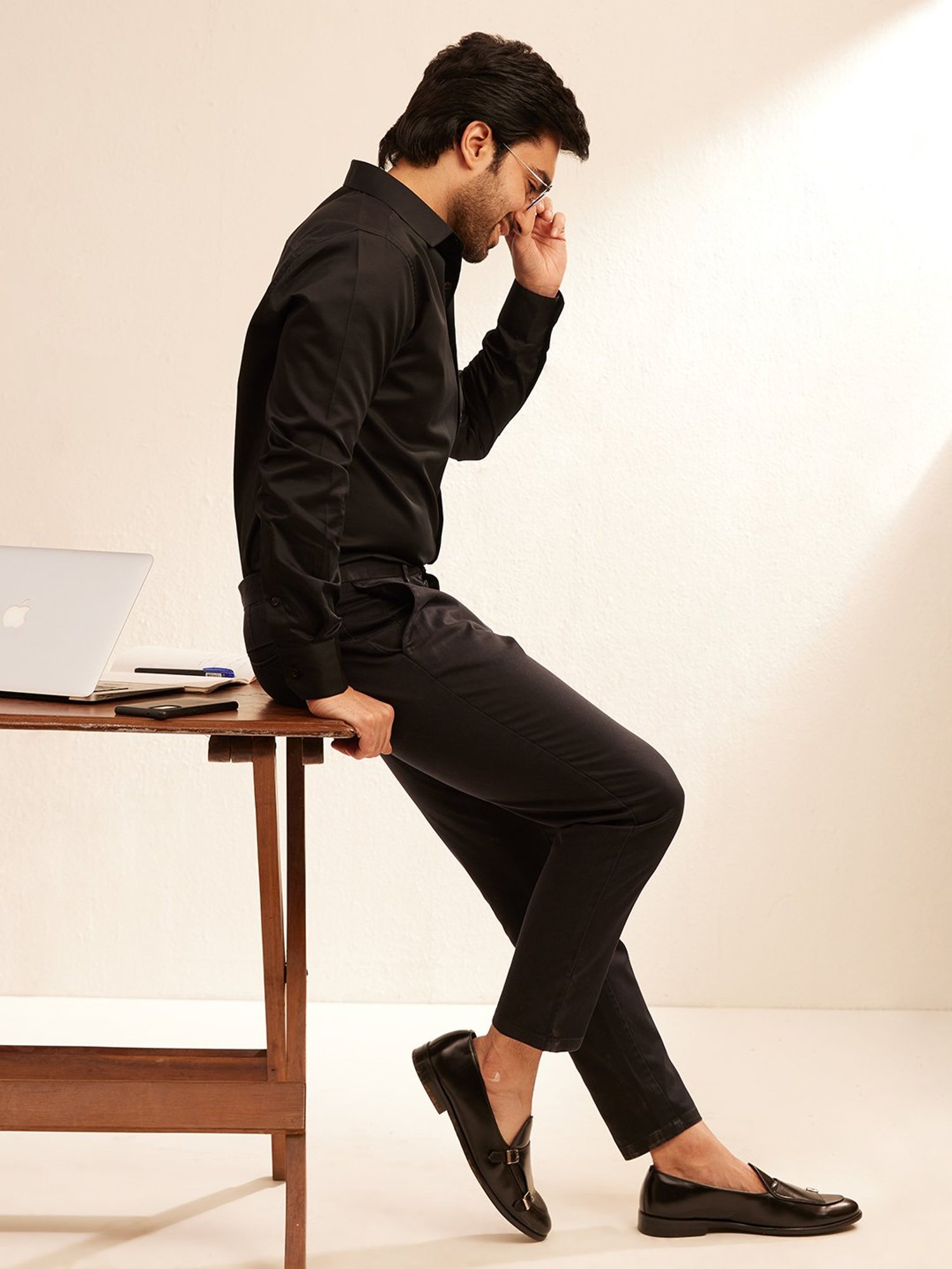 The Bleu Label Black Slim Fit Shirt