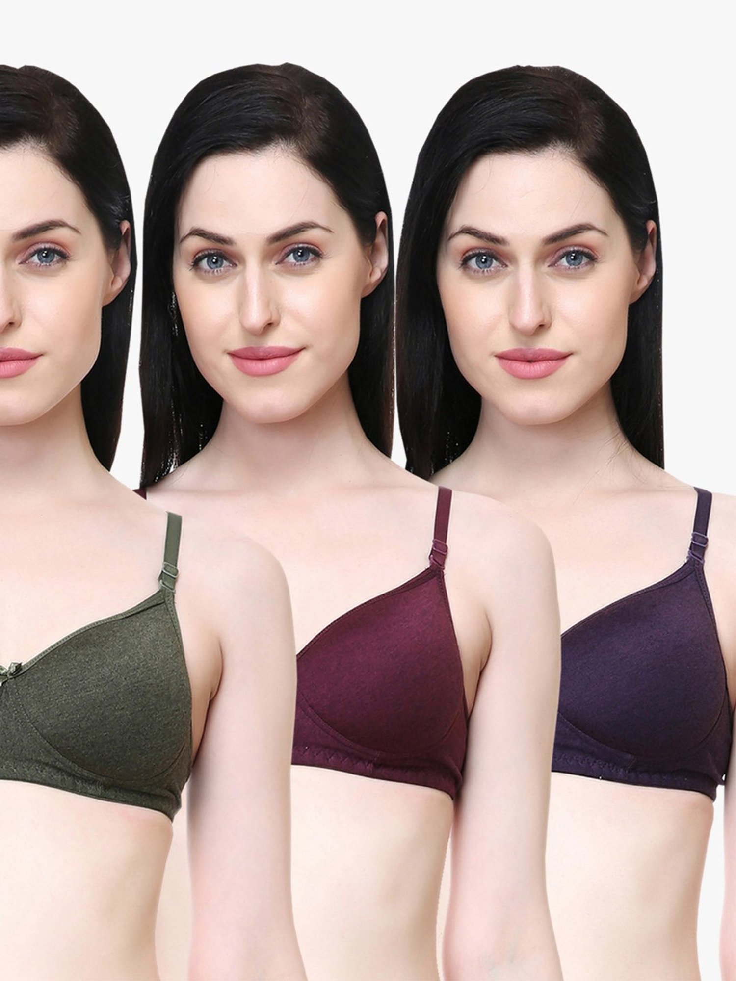 Lady Lyka Multicolor Non Wired Padded T-Shirt Bra (Pack Of 3)