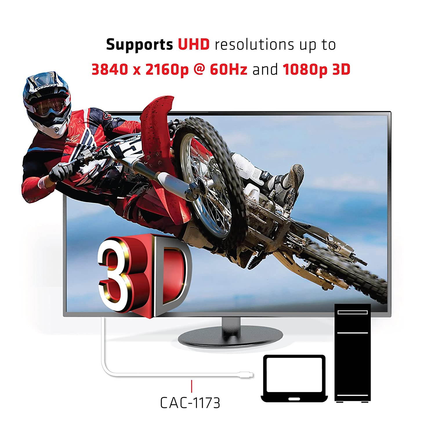 Club3D CAC-1173 Mini DisplayPort 1.2 Cable to HDMI 2.0 Active Adapter, White 3M/9.84