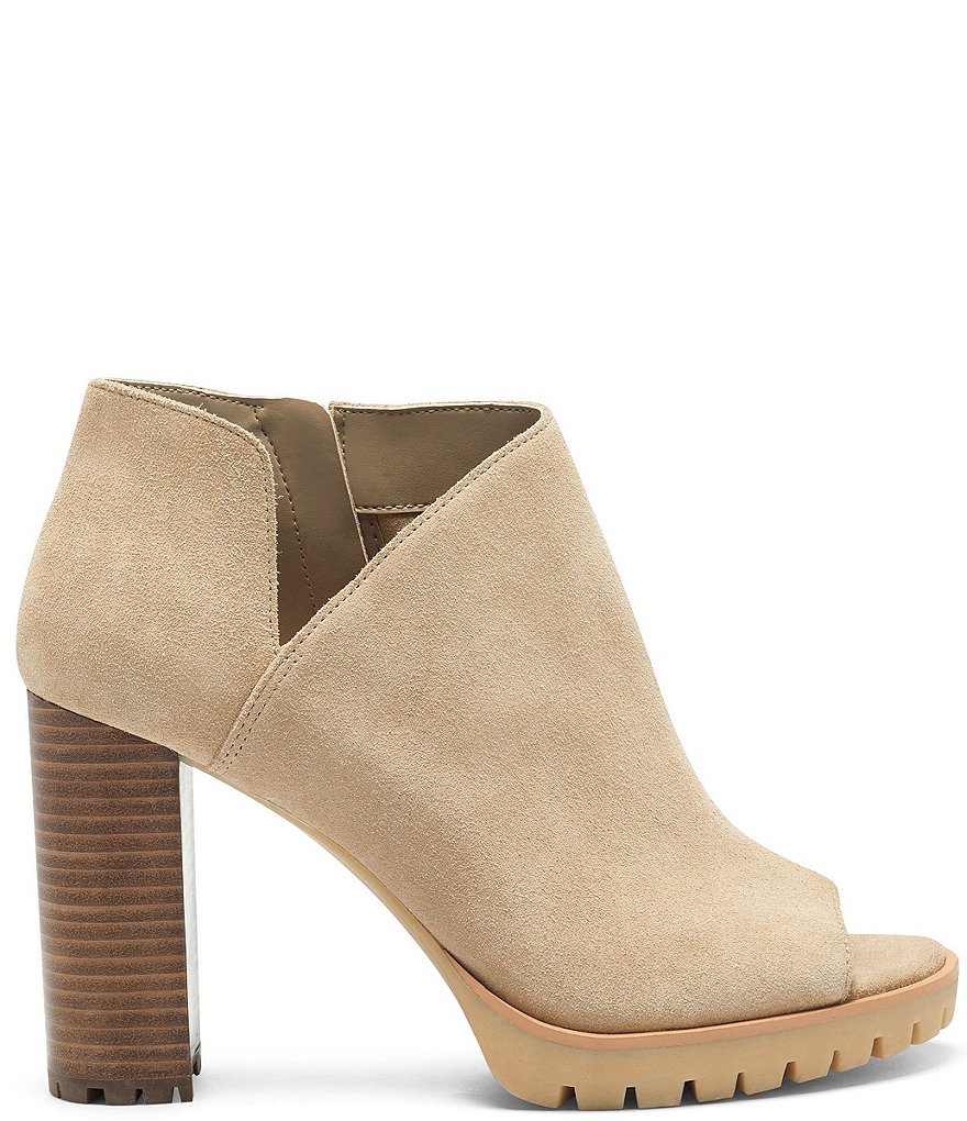 Vince Camuto Hevana Block Heel Peep Toe Suede Booties