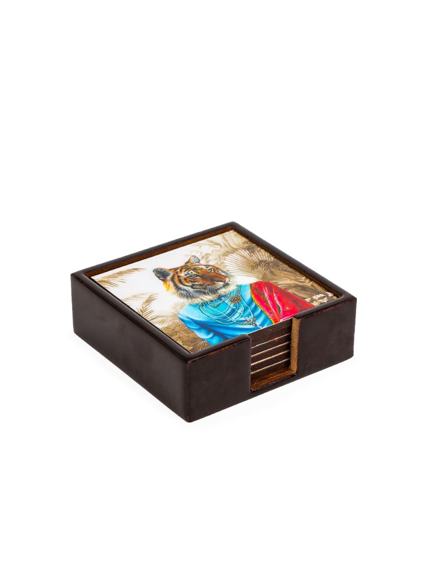 Home4U Quirky Kingdom Animal Print Multicolor Engineered Wood Coaster (6 Pcs)