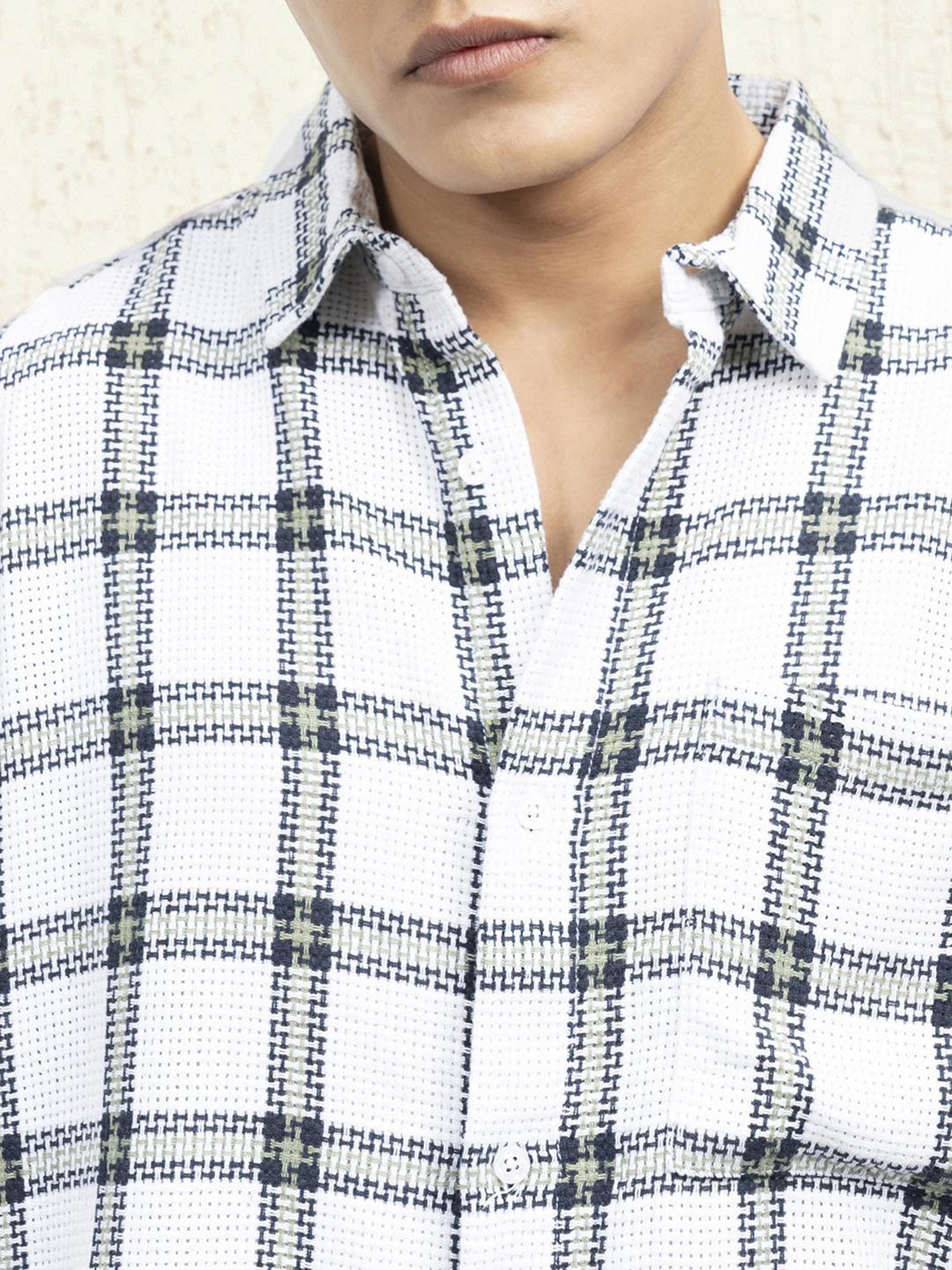 Hubberholme Men Cotton Short Sleeves Oversized Checked Shirt 1