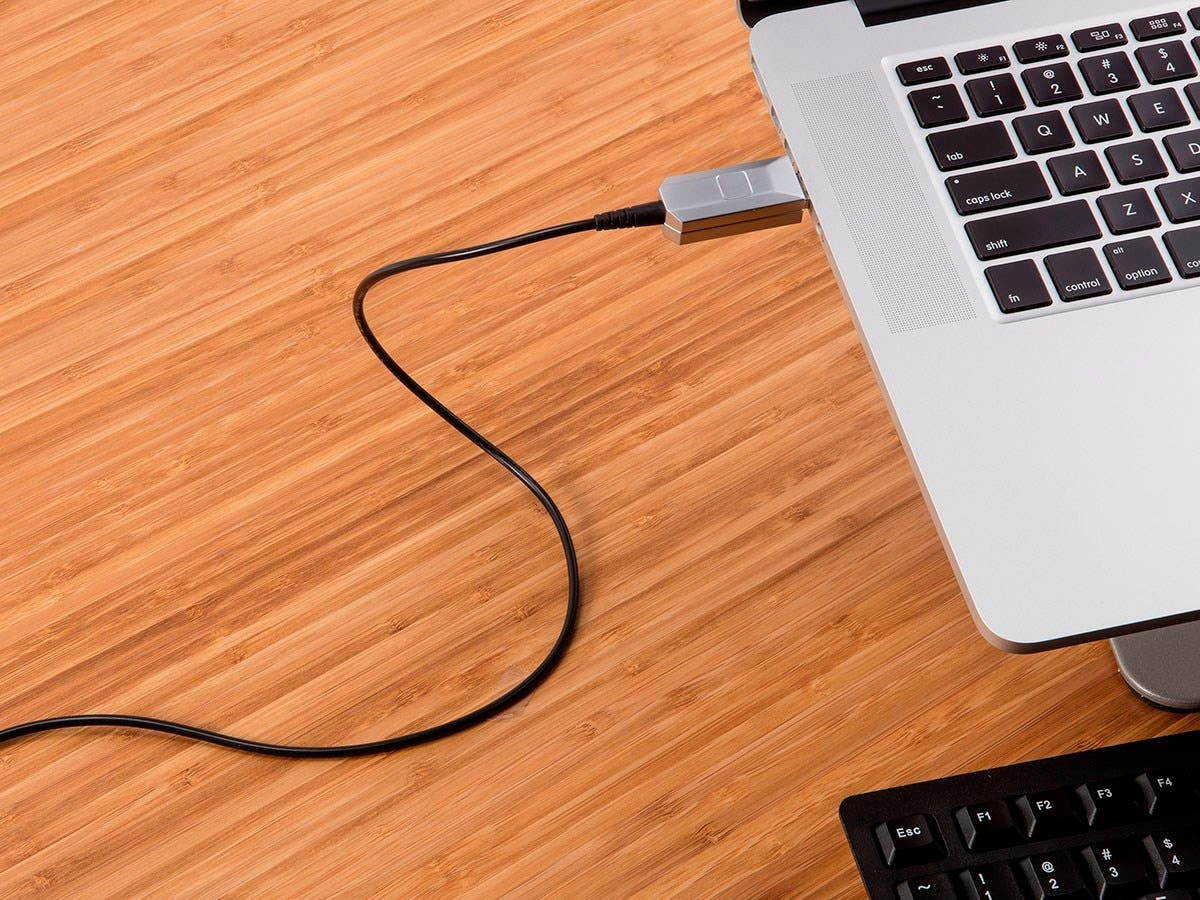 Monoprice USB-A to USB-A Female 3.0 Extension Cable - 32.8 Feet - Black | Fiber Optic - SlimRun