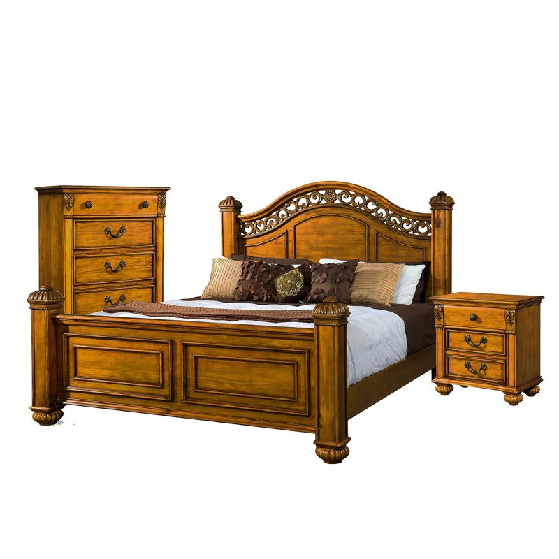 3pc Queen Barrow Poster Bedroom Set Oak - Picket House Furnishings