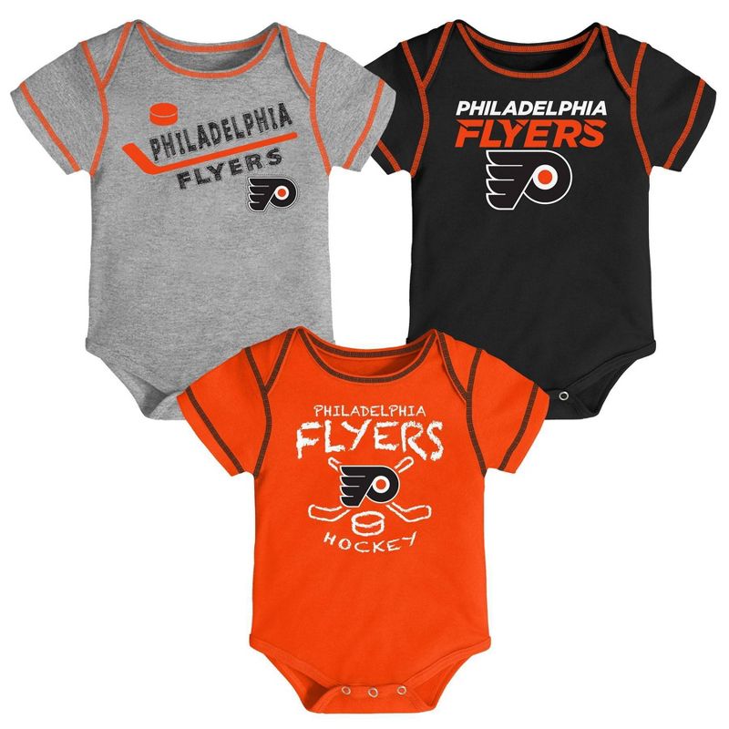 NHL Philadelphia Flyers Baby Boys' Game Winner Bodysuit Set 3pk - 6-9M