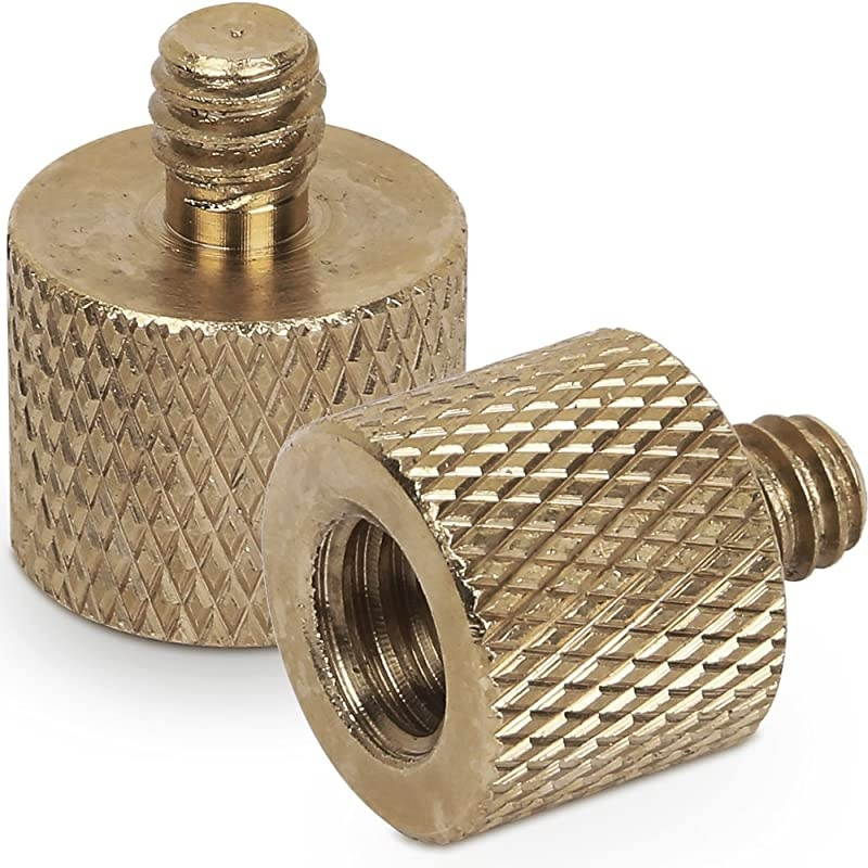 38quot16 Female to 14quot20 Male Tripod Thread Reducer Screw Adapter Brass Precision Made 2 Pack