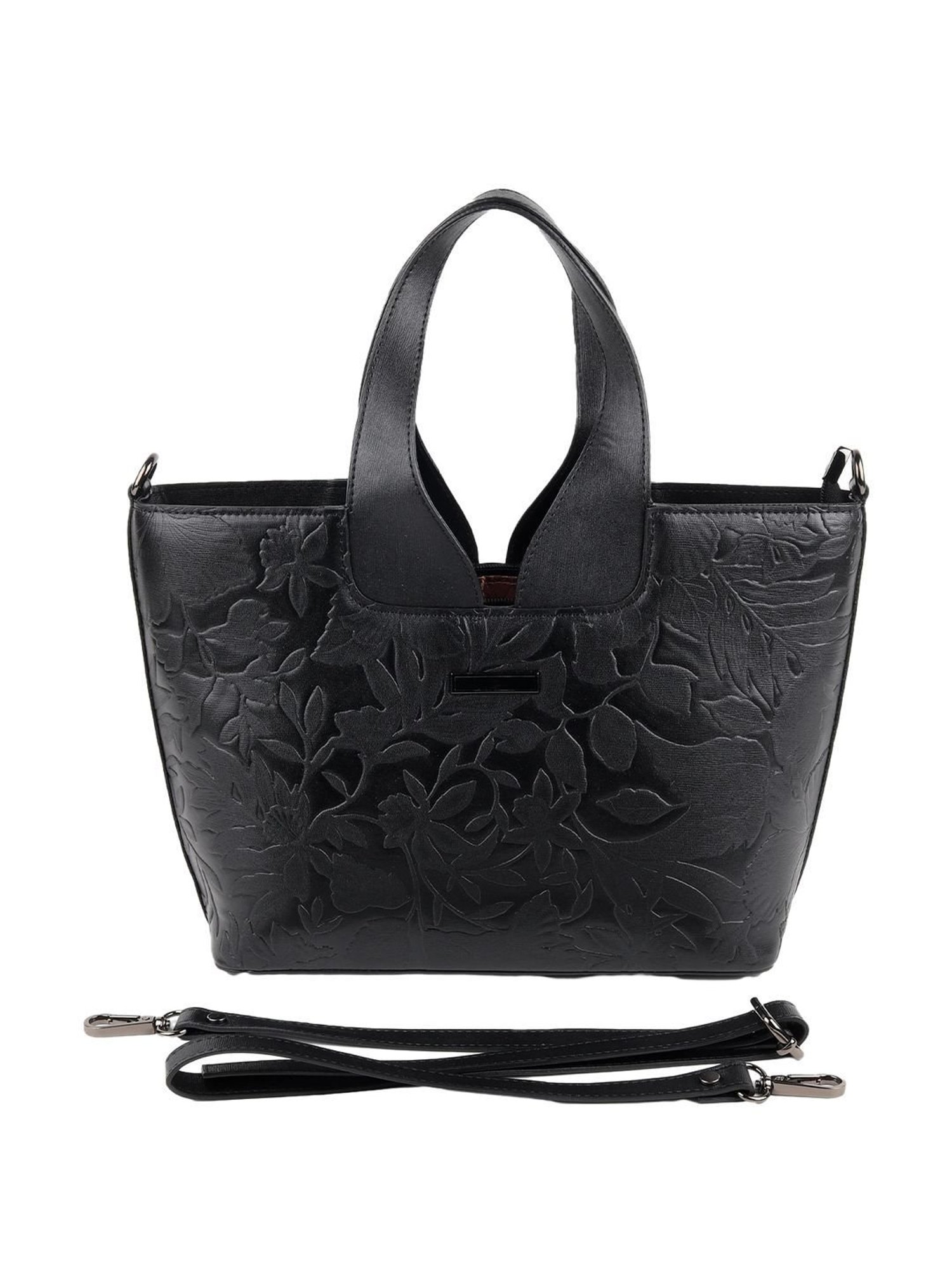 Odette Black Floral Tote Handbag