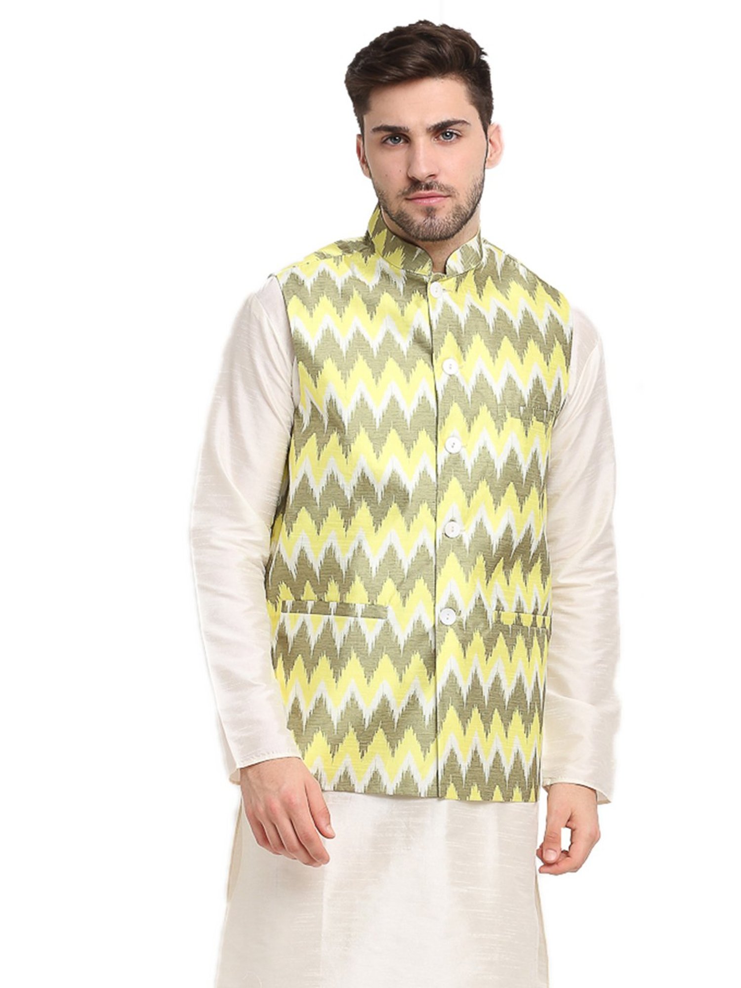 Jompers Multi  Regular Fit Printed Nehru Jackets