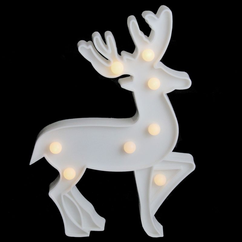 Northlight 9.75" Battery Operated LED Lighted Reindeer Christmas Marquee Sign - White