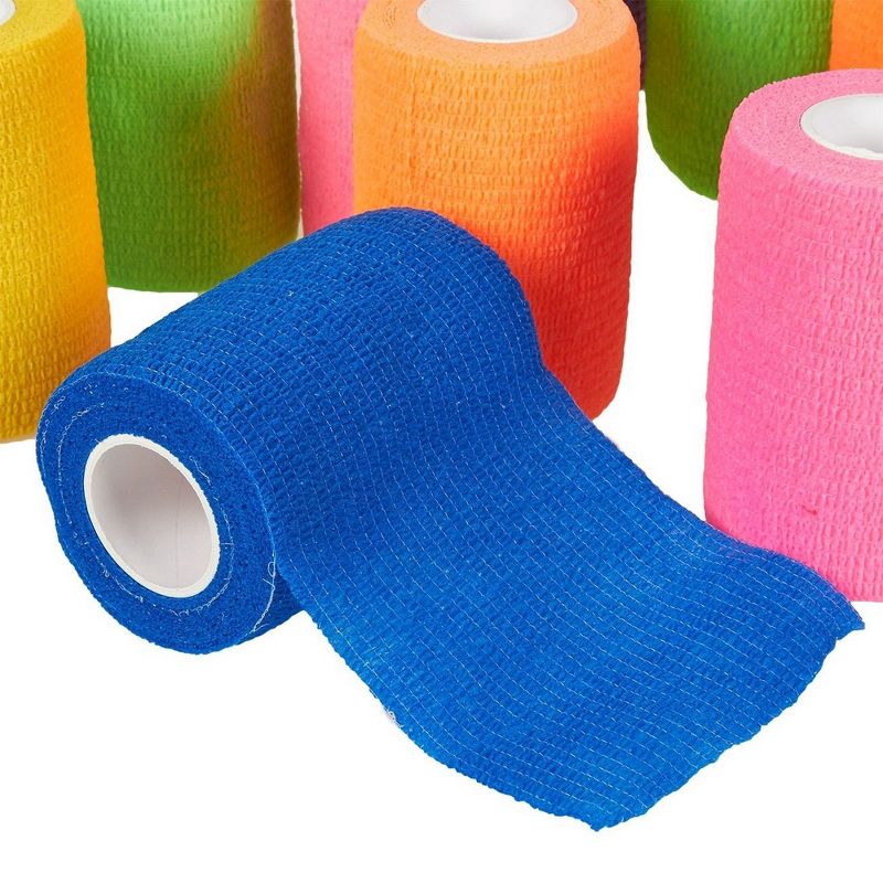 Juvale 12 Pack Self Adhesive Bandage Wraps, Cohesive Tape, in 6 Colors, 3 In x 5.57 Ft