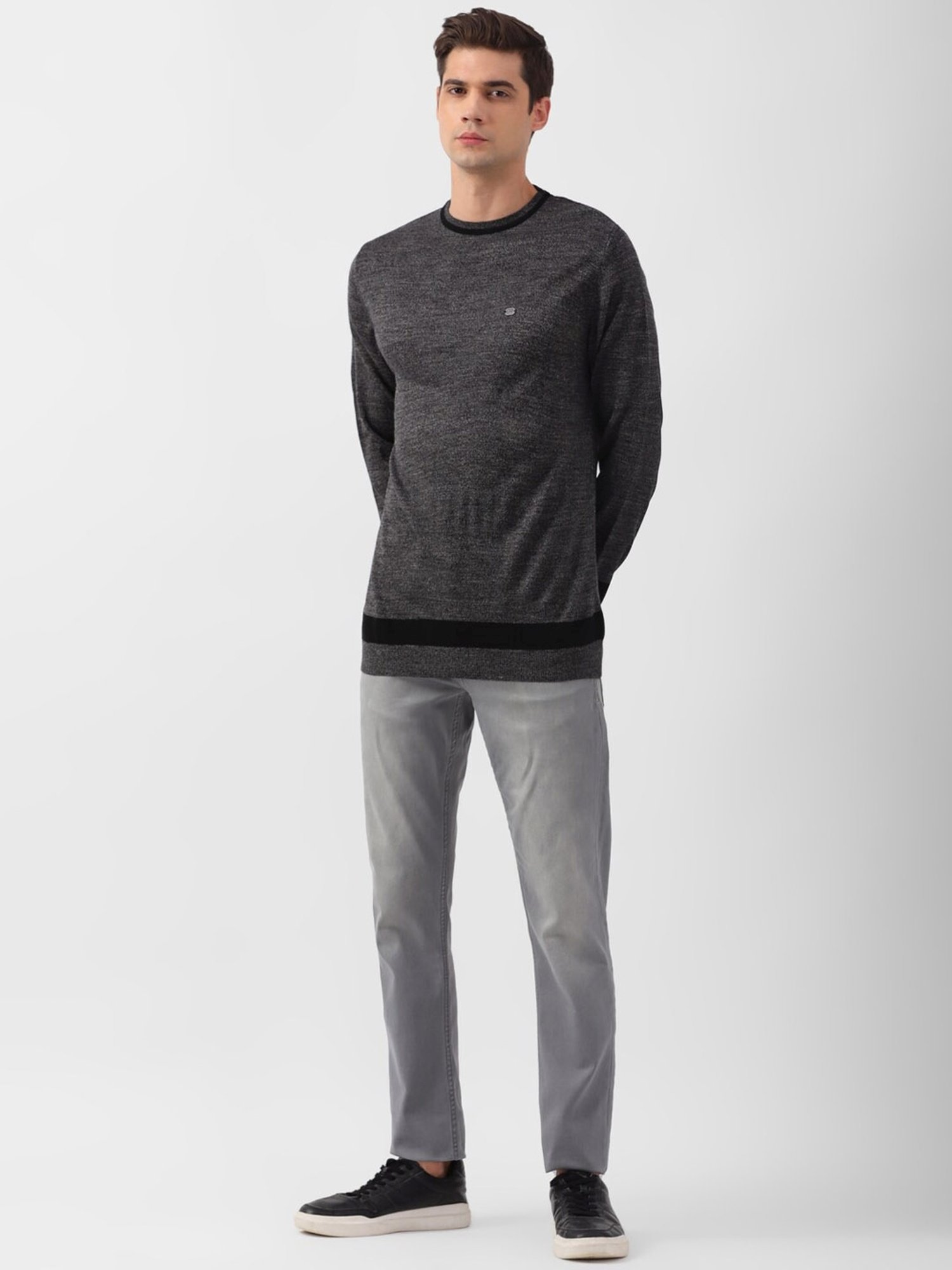 Peter England Grey Regular Fit Sweater