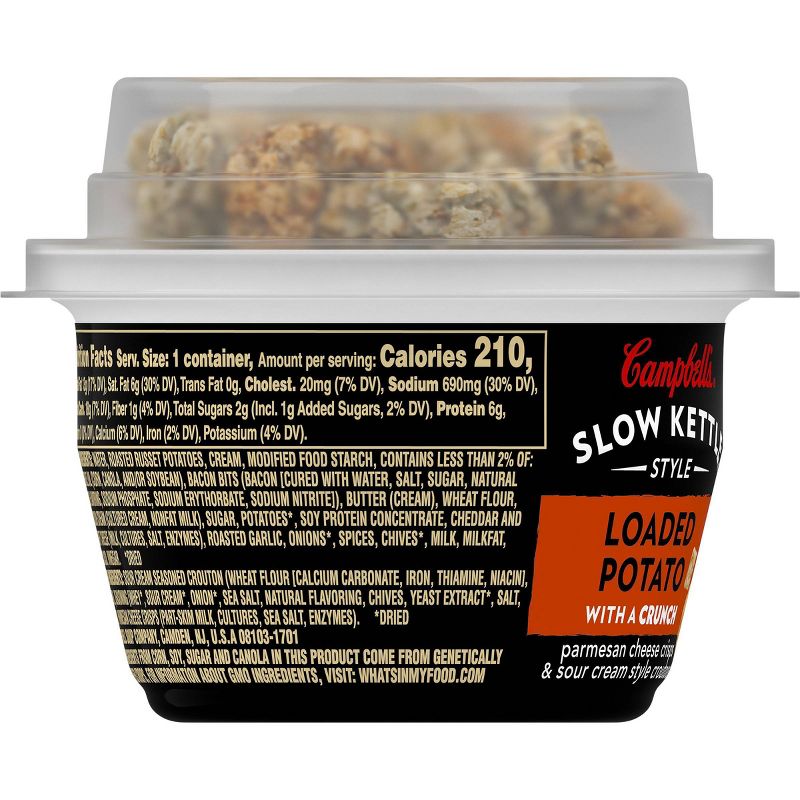 Campbell's Slow Kettle Style Loaded Potato Soup With Crunchy Toppings, 7.44oz Microwavable Cup