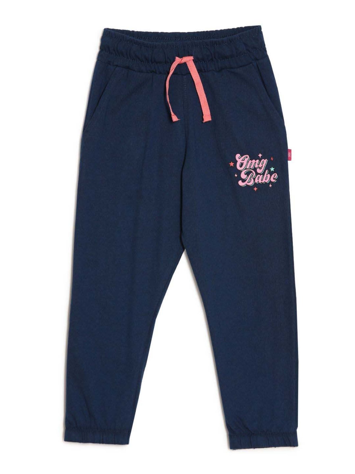 Dixcy Slimz Kids Navy & Pink Cotton Printed Joggers
