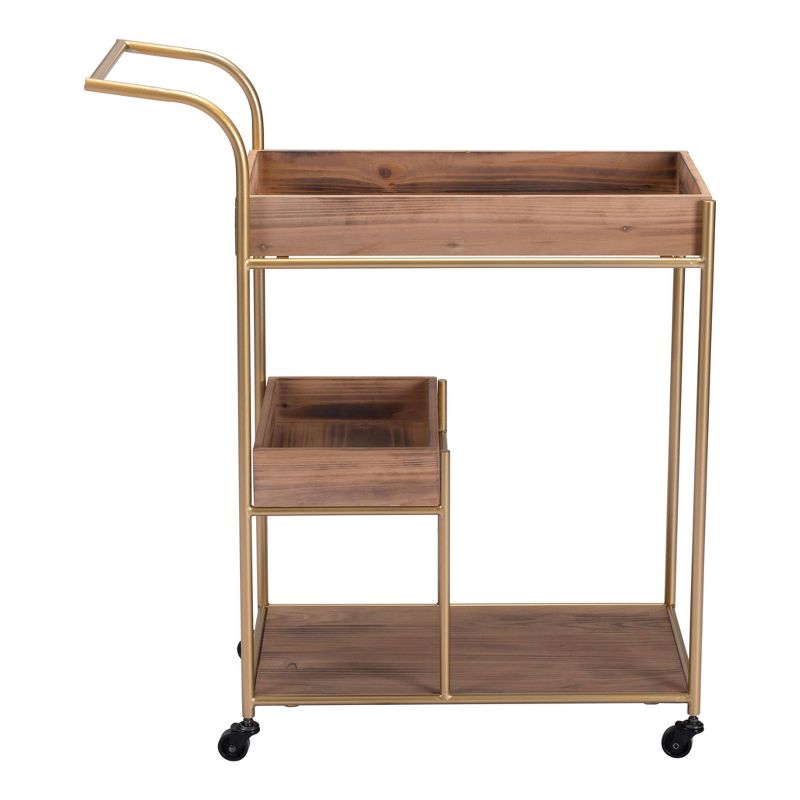 Flash Furniture Castleberry Rustic Wood Grain and Iron Kitchen Serving and Bar Cart
