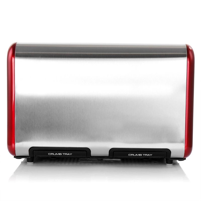 MegaChef 4 Slice Stainless Steel Toaster - Red
