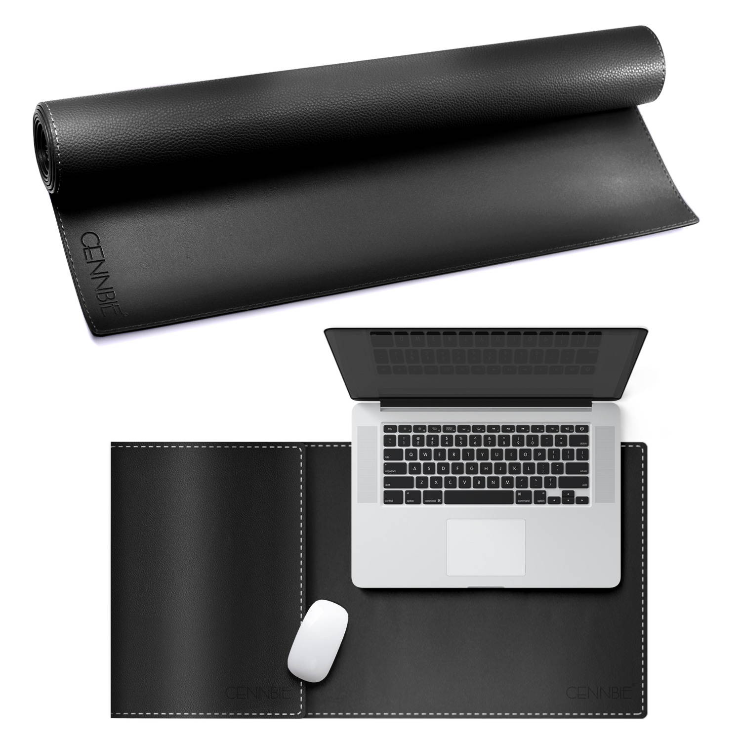 CENNBIE Extended Leather Gaming Mouse Pad/Mat, 90x40cm Large Office Writing Desk Computer Leather Mat Mousepad,Waterproof 35.5"x15.5"(Black)