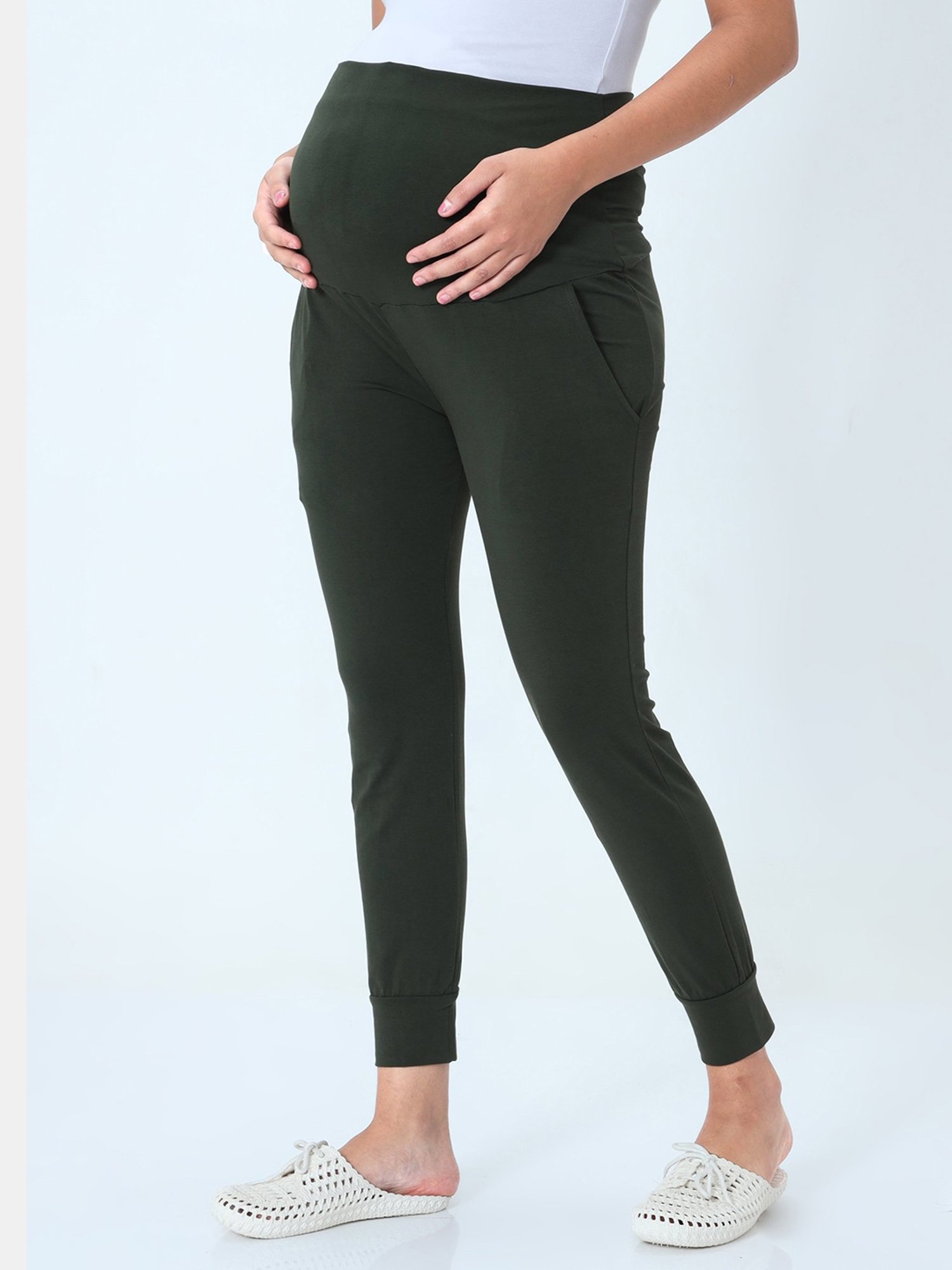 The Mom Store Dark Green Maternity Joggers