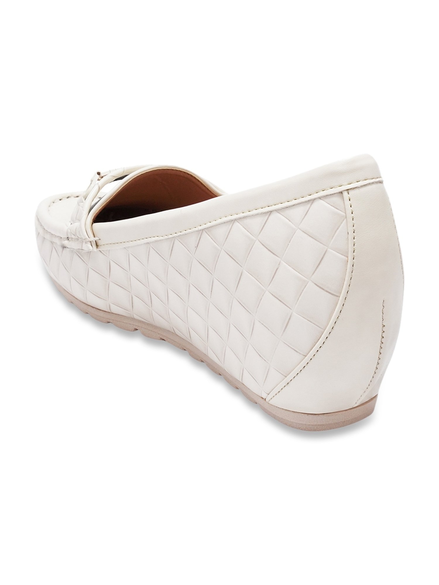 The White Pole Women's White Casual Loafers