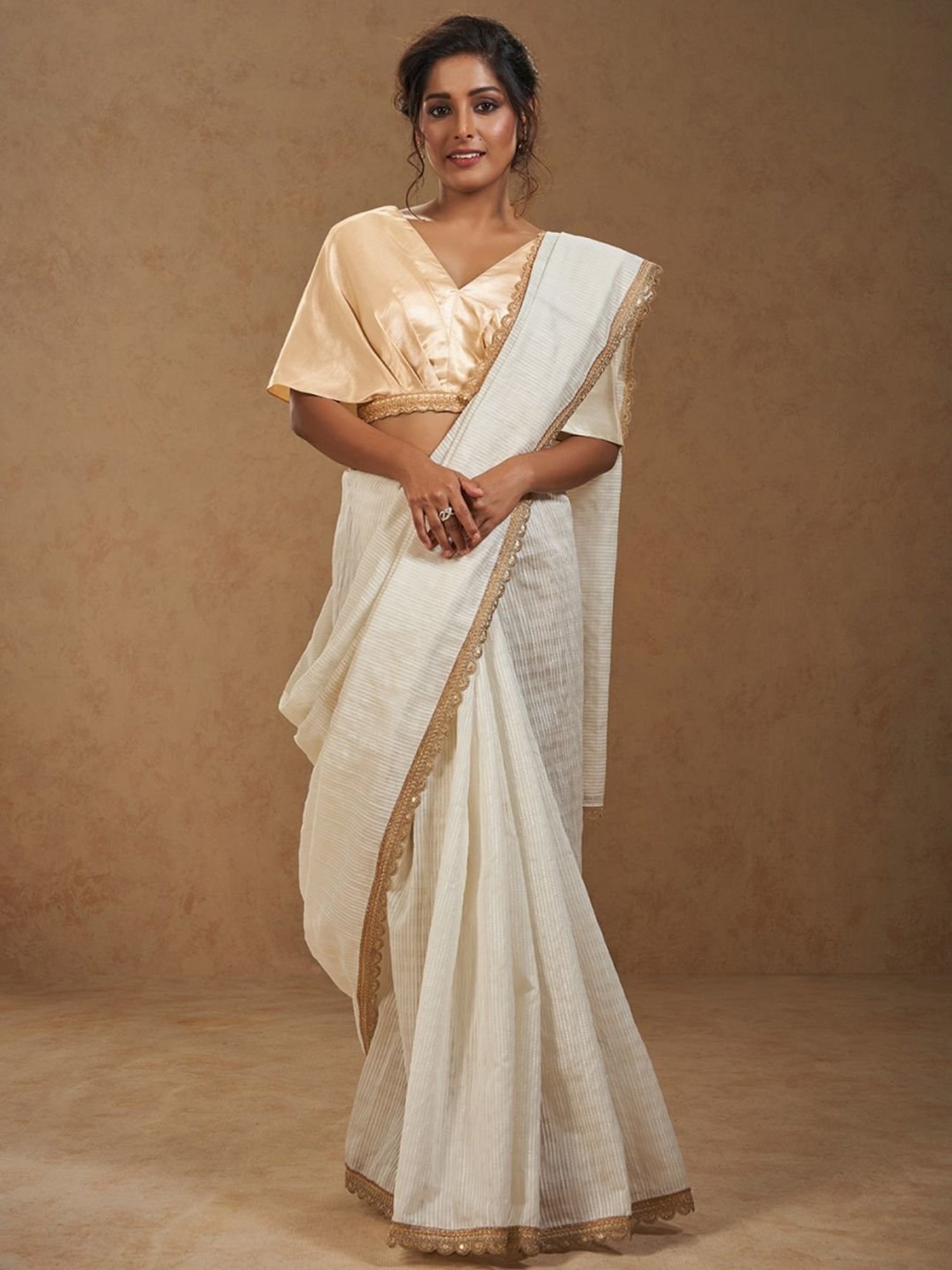 Salwar Studio Beige Embroidered Blouse