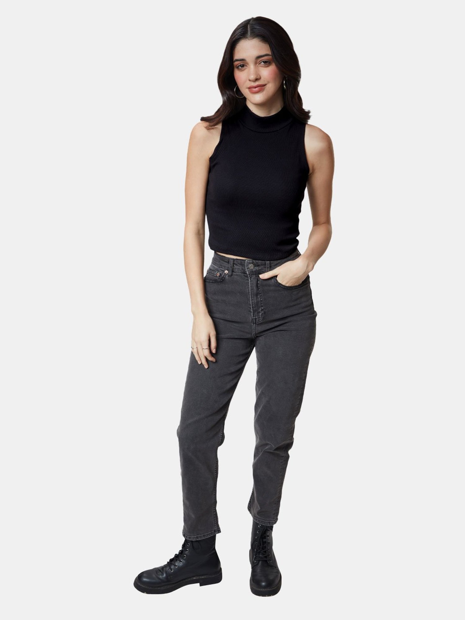 The Souled Store Black Crop Top