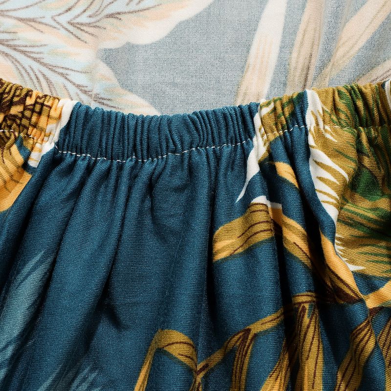 1 Pc Polyester Spandex Floral Print Fit Home Dining Chair Slipcovers Green  - PiccoCasa