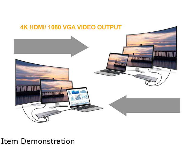 NOV8Tech USB C Docking Station Hub Type C Adapter Dock for MacBook & All USB C Devices 11-in-1 Dual Screen 4K HDMI & VGA, USB C 100W Power Delivery, RJ45 Ethernet, 3.5mm Audio, SD/Micro SD, 4x USB 3.0