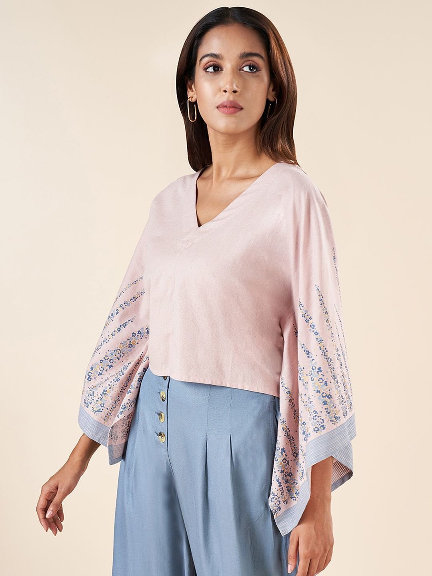 Akkriti by Pantaloons Pink Cotton Printed Top