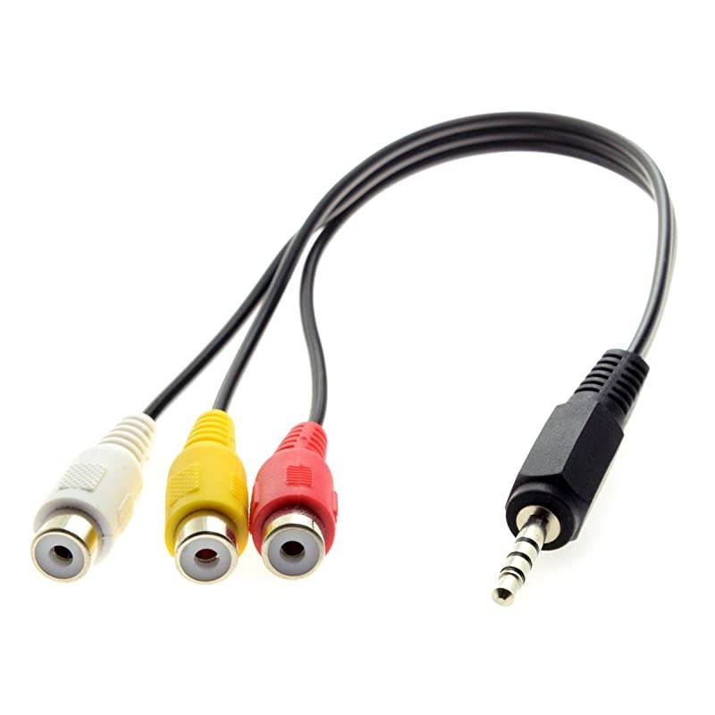 35mm 18 Male Stereo Car AUX to 3 RCA AV Female Cord Audio Video Composite Cable 20cm