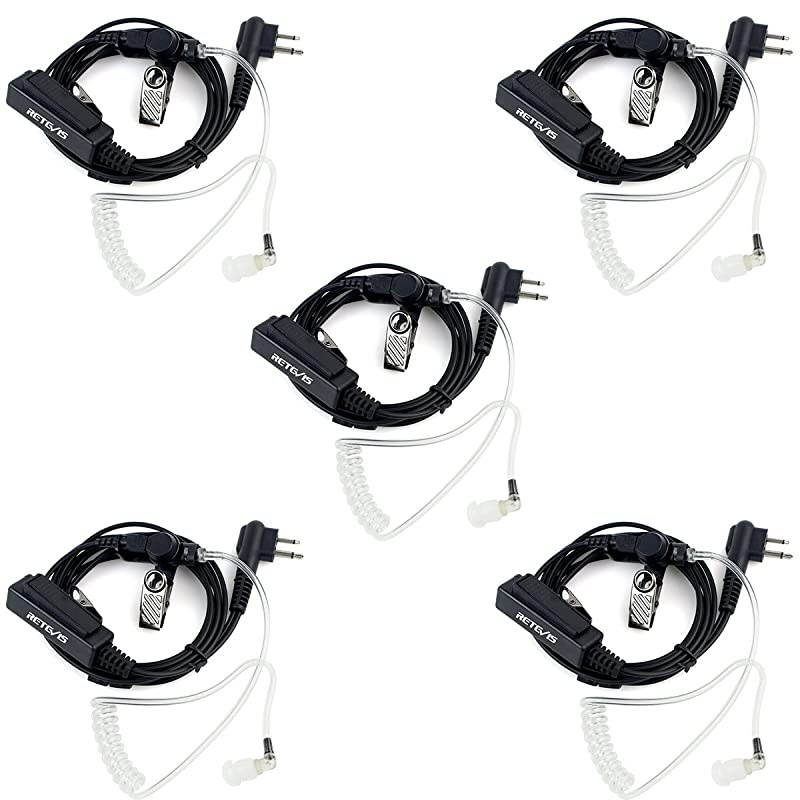 Walkie Talkie Earpiece with Mic, 2 Pin Acoustic Tube Rugged Radio Headset for Motorola CP200 GP300 GP2000 CP110 CP040 Two Way Radio (5 Pack)