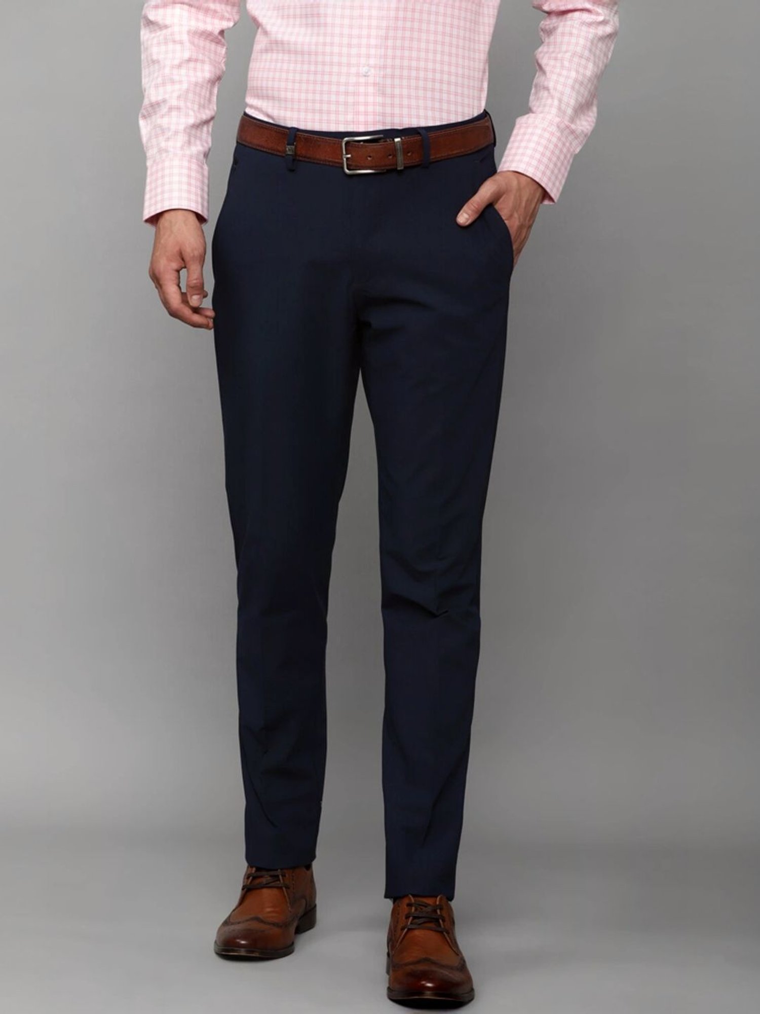 Louis Philippe Navy Slim Fit Trousers