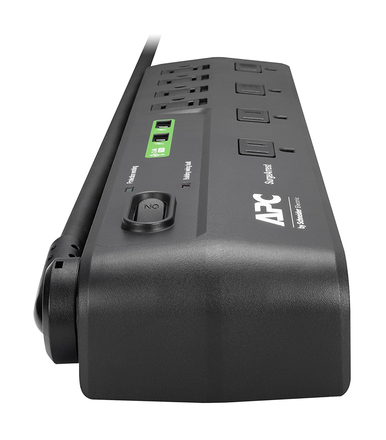 APC 8-Outlet Surge Protector 2630 Joules with USB Charger Ports, SurgeArrest