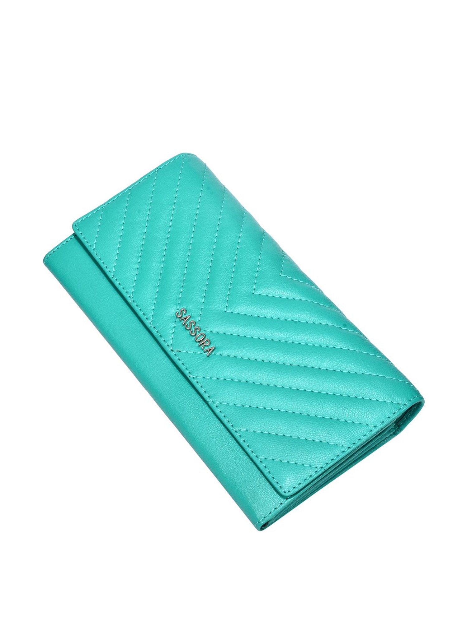 SASSORA Blue Quilted Rfid Wallet for Women